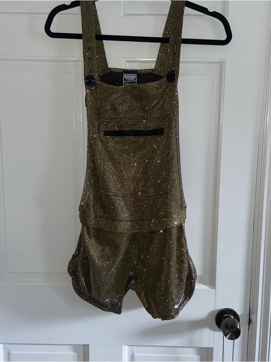 Knobs Pants - Knobs Gold Glitter Overall Romper size small